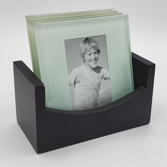CHERISHED ACCENTS 4 Glass Photo Coasters with Holder - Picture 4 of 7